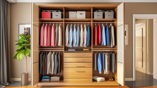 Female wardrobe with clothes in it