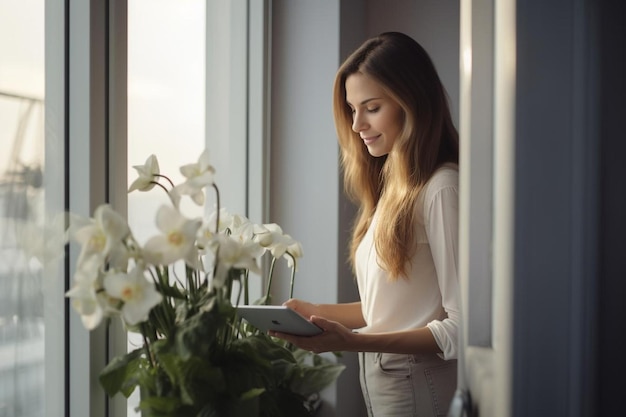 Female web designer in the office with tablet device