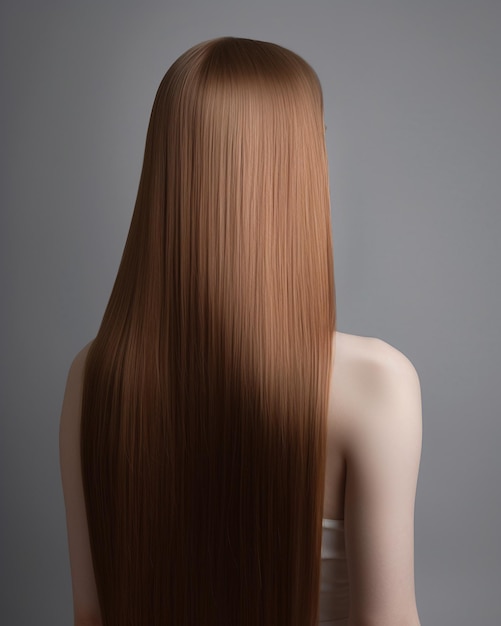 Female with straight smooth and shiny silky hair Generative AI