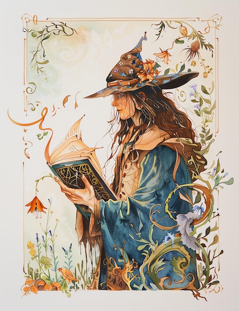 female wizard medival page Junk Journal