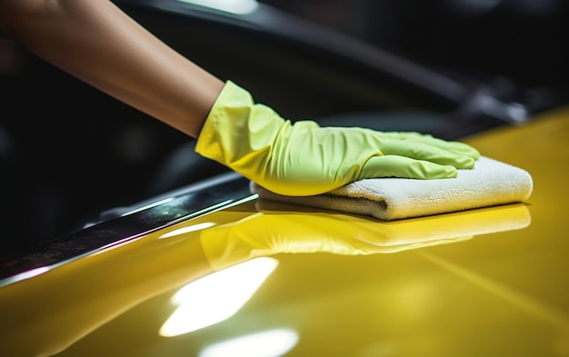 Female Worker Polishing Car Generative AI