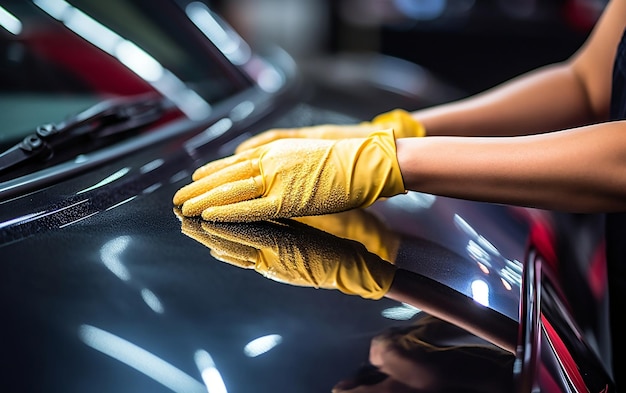 Female Worker Polishing Car Generative AI