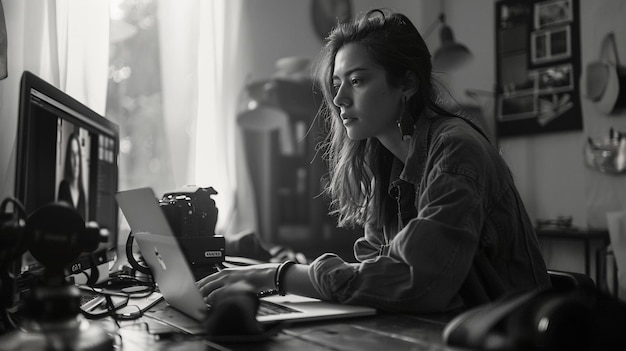 Female working at desk on laptop