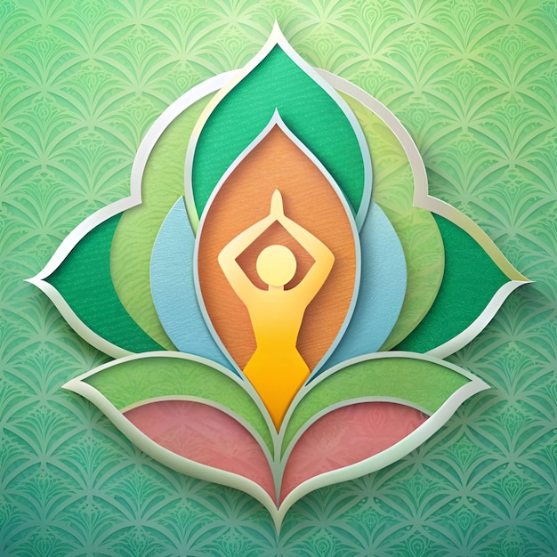 Female in yoga pose and flowers on international yoga day design