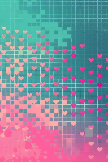 Feminine Pixelated Background in Neon Pink and Teal