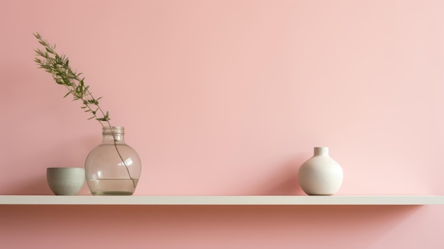 Feminine Wall Shelf With White Vase And Objects In Realistic Hyperdetailed Rendering