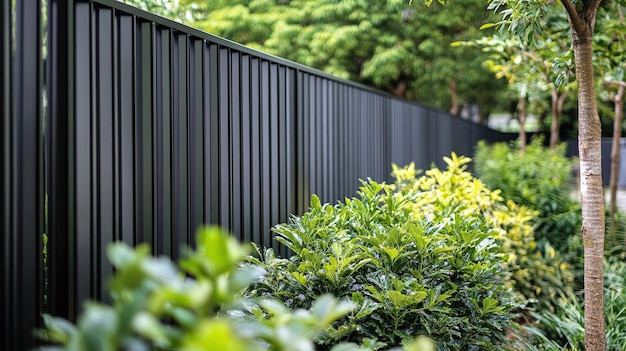 a fence with a black border that says vertical bars on it