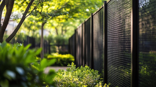 a fence with a black fence in the background