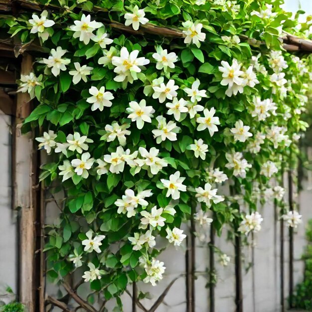 a fence with flowers that are growing on it