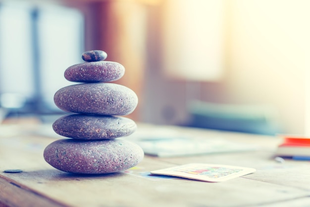 Feng Shui Stone cairn in the living room balance and relaxation