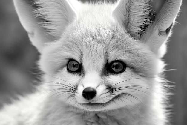 Fennec in black and white colors Generative AI