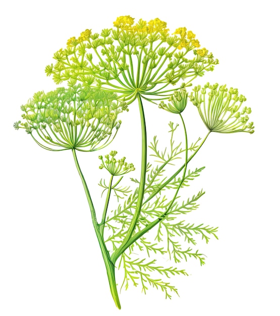 Fennel or dill flowers and leaves for medical or culinary uses