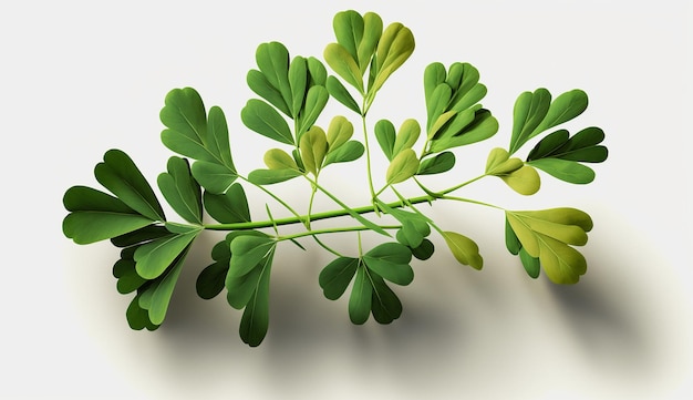 Fenugreek Leaf green fresh plant kasuri production white background image AI generated art