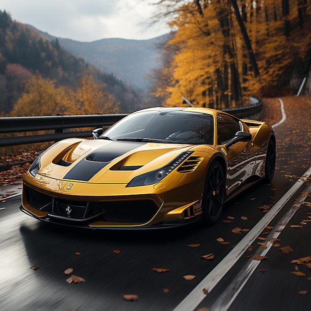 ferarri yellow gloss speed stop4k highquality