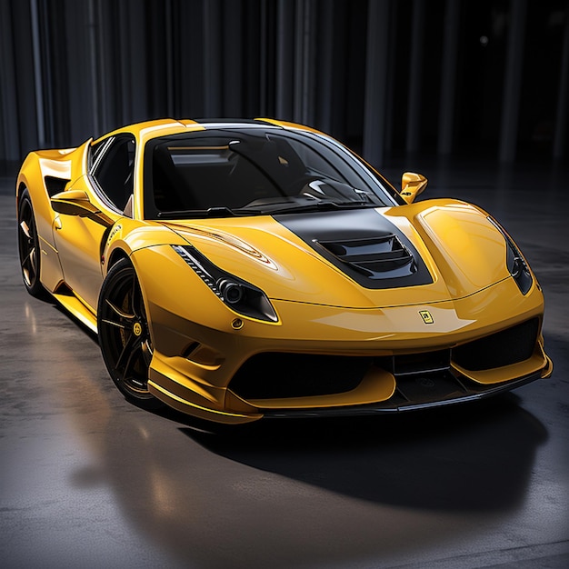 ferarri yellow gloss speed stop4k highquality