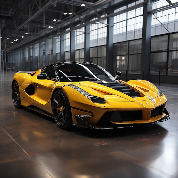 ferarri yellow gloss speed stop4k highquality