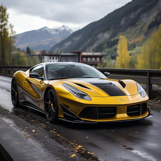 ferarri yellow gloss speed stop4k highquality