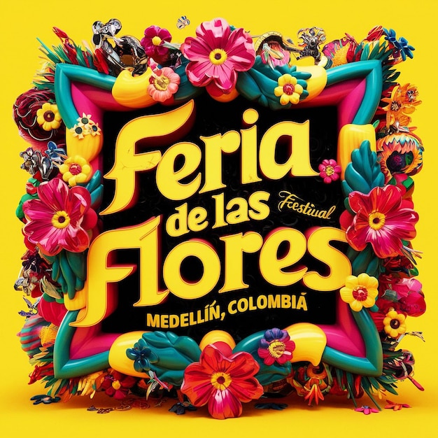 Feria De Las Flores colorful greeting festival in Medellin generative AI