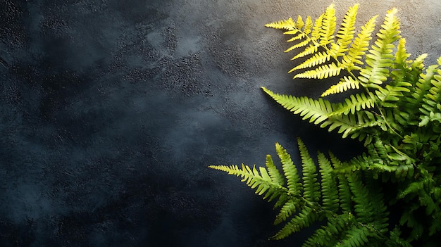 Photo a fern on a dark background with a dark background