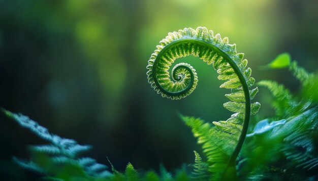 Photo fern frond unfurling in nature