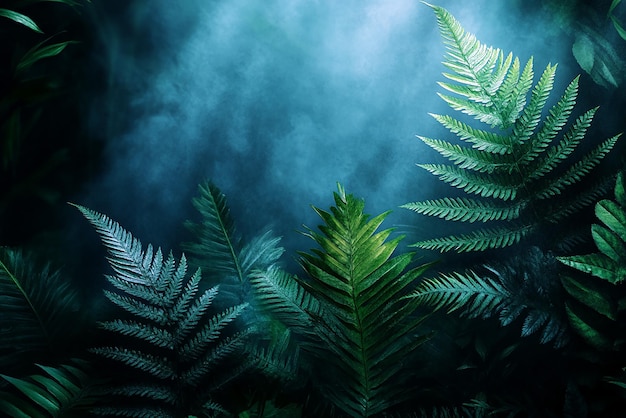 Photo a fern with green leaves and a dark background