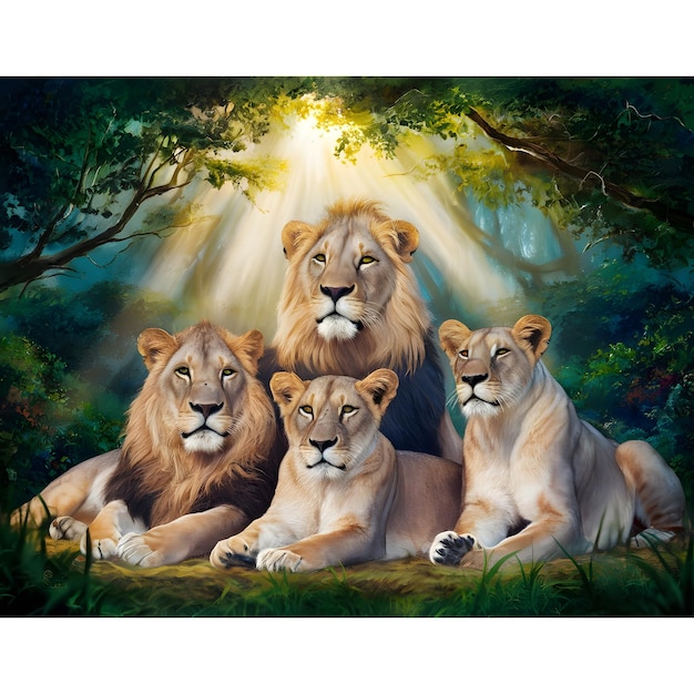 Ferocious animals family in nature