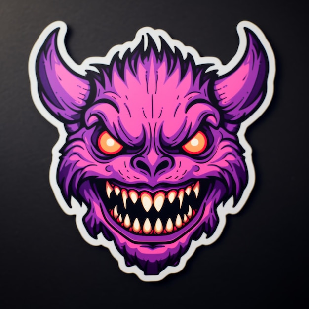 Ferocious Purple Monster Head Illustration Ideal for Gaming Metal or Horror Designs