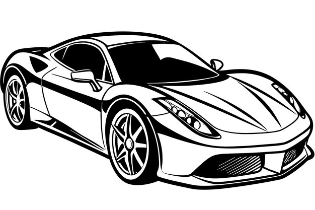 Photo ferrari 488 car with white background vector illustration cartoons clipart line art design ferrari