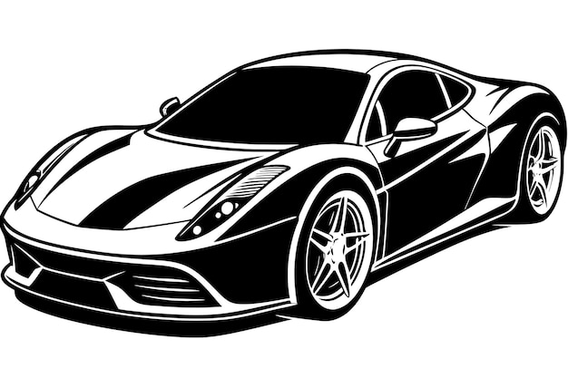 Photo ferrari 488 car with white background vector illustration cartoons clipart line art design ferrari