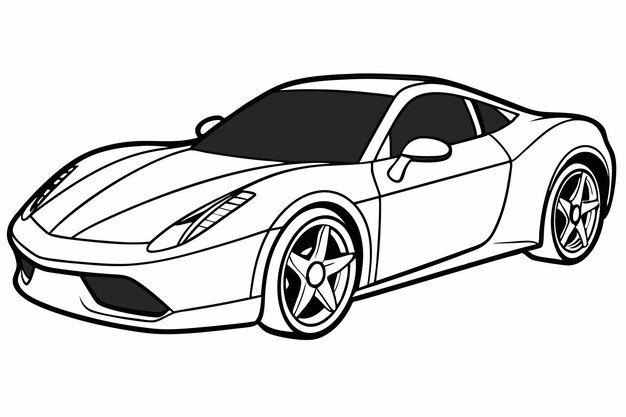 Photo ferrari 488 car with white background vector illustration cartoons clipart line art design ferrari