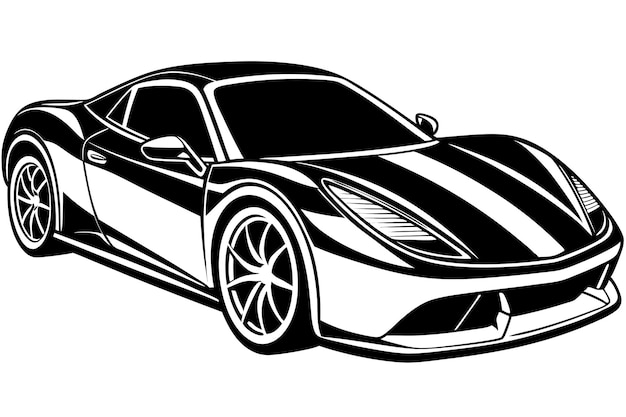 Ferrari 488 Car with White Background Vector Illustration Cartoons Clipart Line Art Design Ferrari