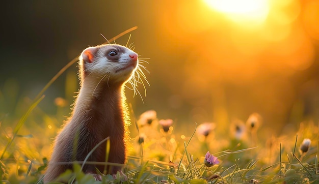 a ferret in the grass