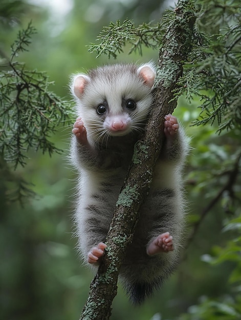 Photo a ferret is perched on a tree branch