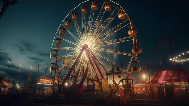 Ferris wheel in the amusement park Generative Ai