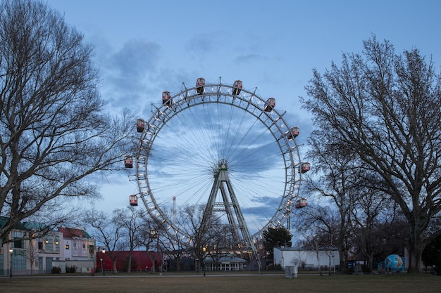 Ferris wheel leaks at the end of a day