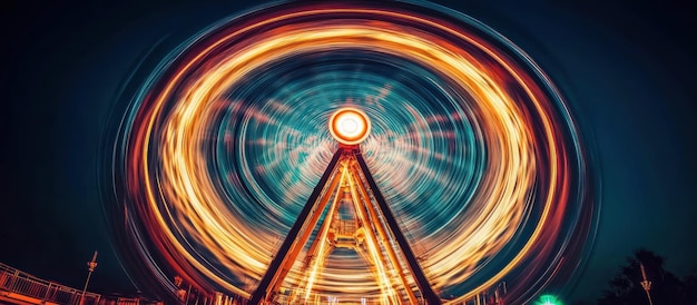 Photo ferris wheel night lights