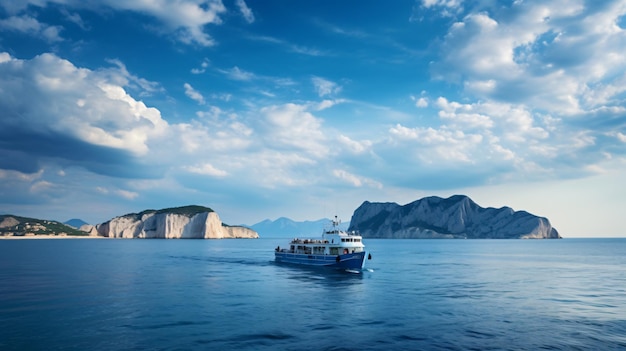 Ferry back to zakynthos port with dramatic greek sky