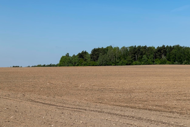 Fertile plowed soil in an agricultural field