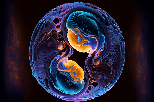 Fertilized egg in the process of division Artificial fertilization of the egg egg closeup Generative Ai