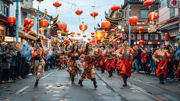 Photo a festival in the city of china has a festival called festival