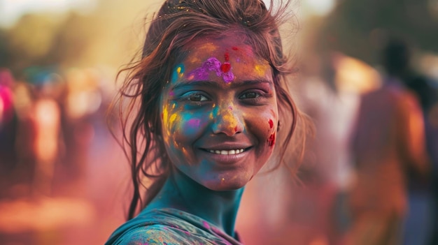 Festival of colors Holi Happy Hindus celebrate Holi by throwing colorful powder at each other