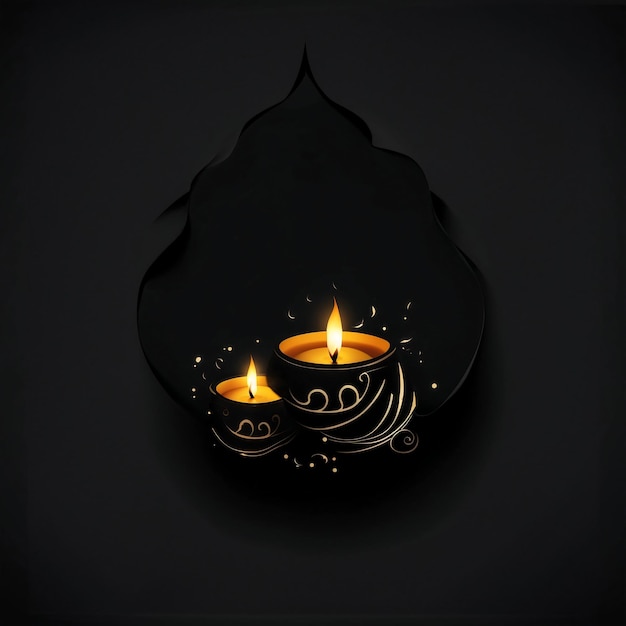 Festival of lights symbol with candles on black background