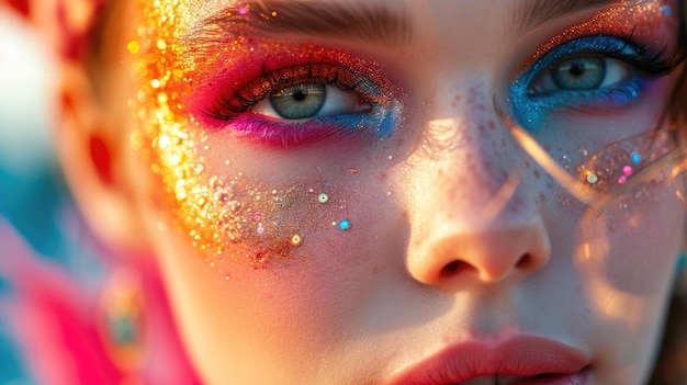 FestivalThemed Makeup CloseUp with Embellishments