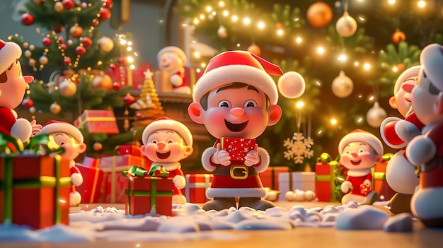 Festive 3D Cartoon Illustration Celebrating the Blessings of Christmas