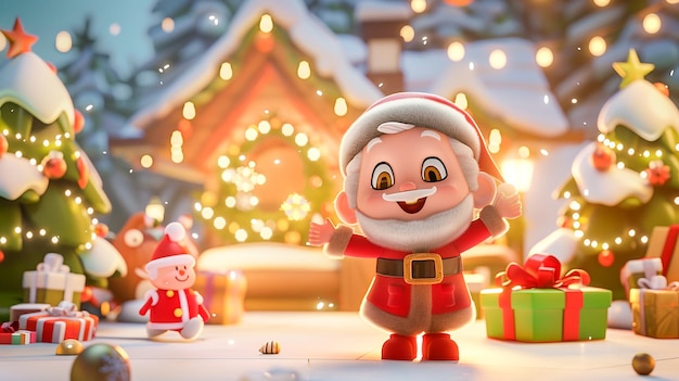 Festive 3D Cartoon Illustration Celebrating the Blessings of Christmas