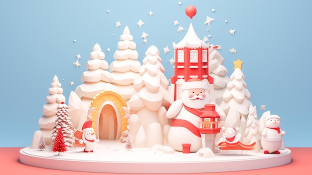 Festive 3D Cartoon Illustration Celebrating the Blessings of Christmas