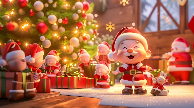 Festive 3D Cartoon Illustration Celebrating the Blessings of Christmas