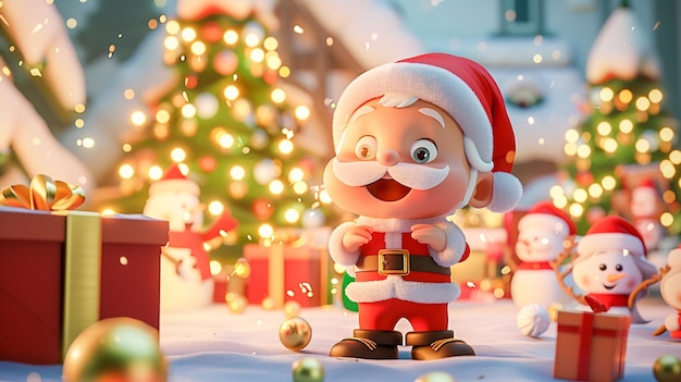 Festive 3D Cartoon Illustration Celebrating the Blessings of Christmas