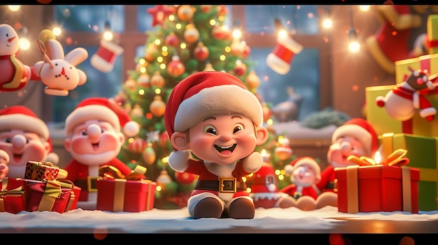 Festive 3D Cartoon Illustration Celebrating the Blessings of Christmas