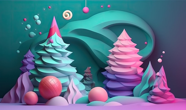 Festive abstract artwork with Christmas elements and a fantasy feel Creating using generative AI tools